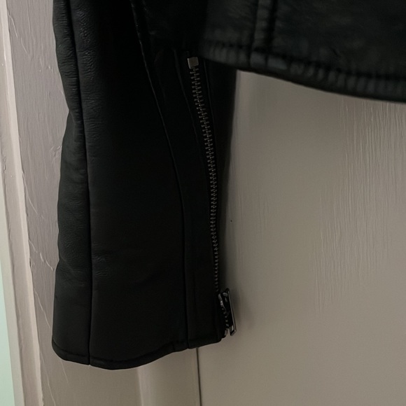 A+F Vegan leather black moto jacket - Picture 3 of 4